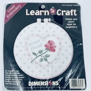 Learn A Craft 72313 Forever Friends Rose Heart Dimensions 1996 Crewel Embroidery